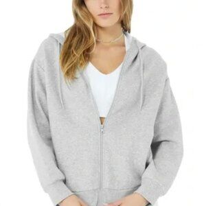 Alo Hype Full Zip Hoodie in  Dove Grey Heather size small
